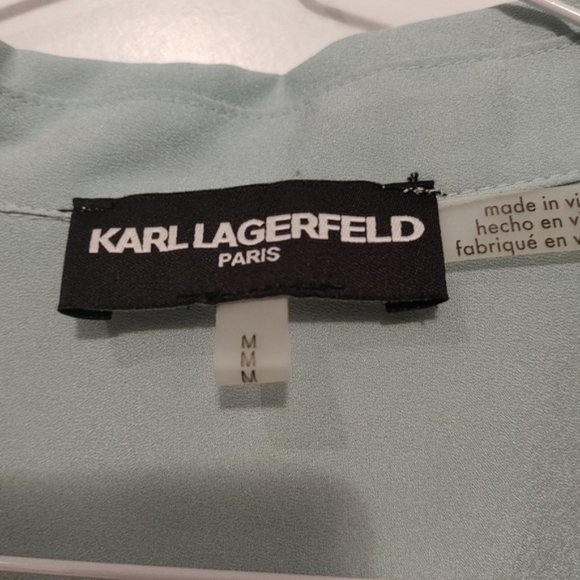Karl Lagerfeld  blue ruffle blouse size Medium - Picture 6 of 6
